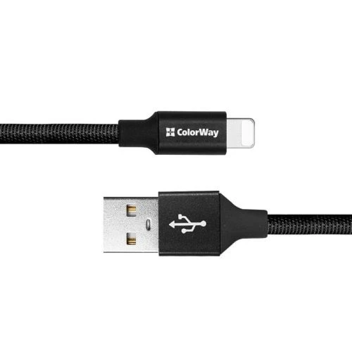 Кабель USB–Lightning ColorWay CW-CBUL048-BK, 25 см, чорний