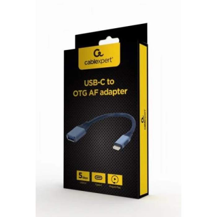 OTG-кабель USB-A — USB-C Cablexpert, 15 см, чорний
