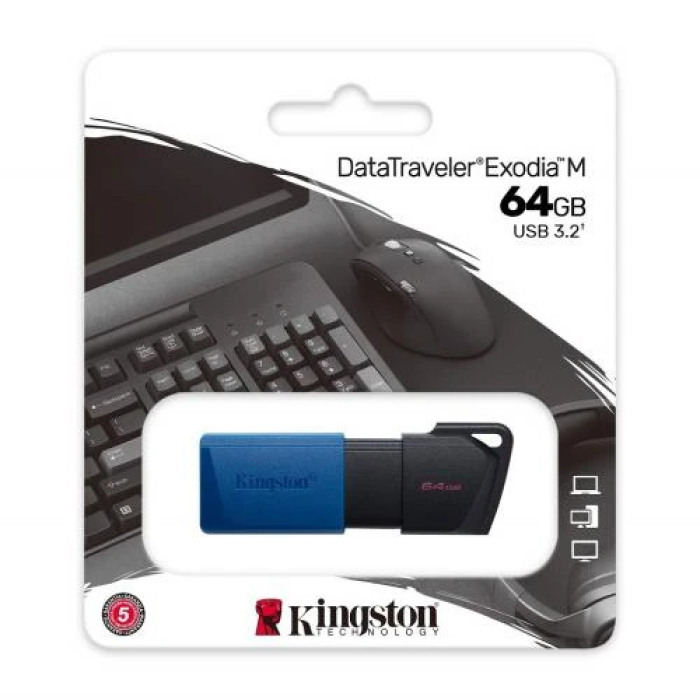USB-флешка Kingston DataTraveler Exodia M на 64 ГБ, чорний/синій