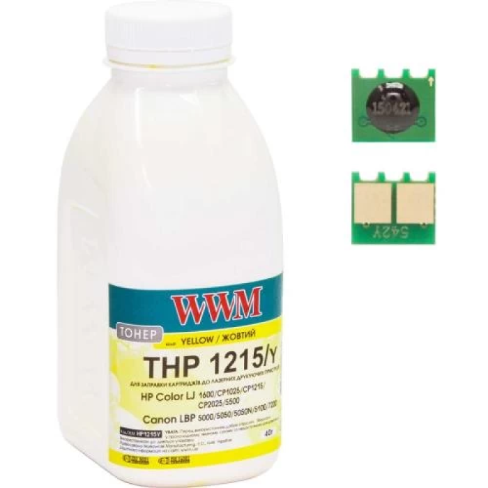 Жовтий тонер WWM TC1025Y із чіпом для HP і Canon