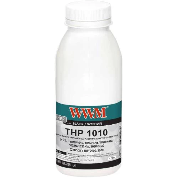 Чорний тонер WWM TB61 для принтерів HP та Canon, 100 г
