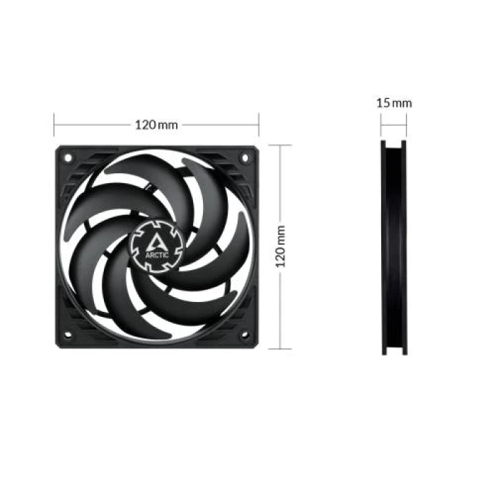 Тонкий корпусний вентилятор Arctic P12 Slim PWM PST Black 120 мм