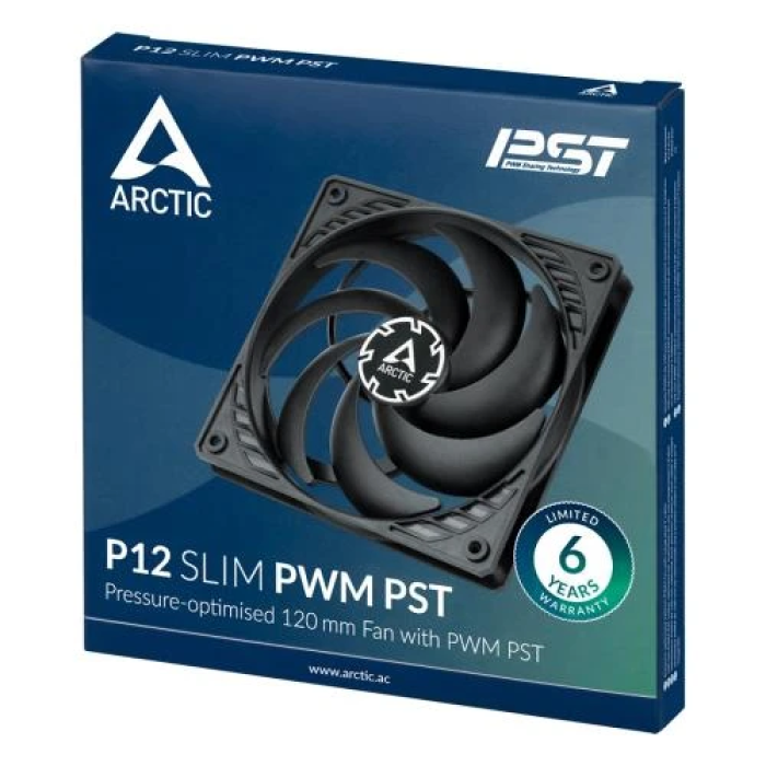 Тонкий корпусний вентилятор Arctic P12 Slim PWM PST Black 120 мм