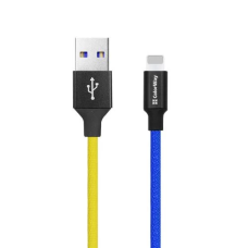 Кабель USB — Lightning (зарядний кабель) ColorWay 2,4 A, 1 м, жовтий/синій