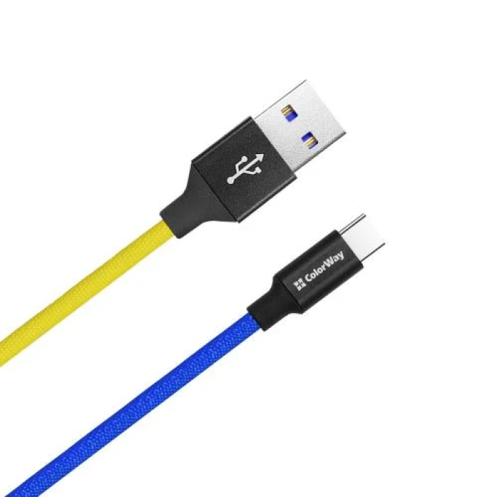 Кабель USB A — Type-C ColorWay CW-CBUC052-BLY, 1 м