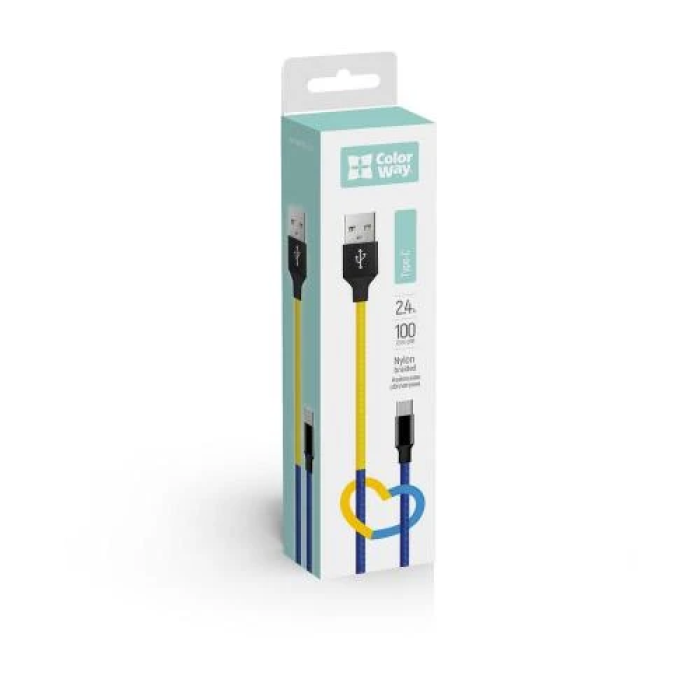 Кабель USB A — Type-C ColorWay CW-CBUC052-BLY, 1 м