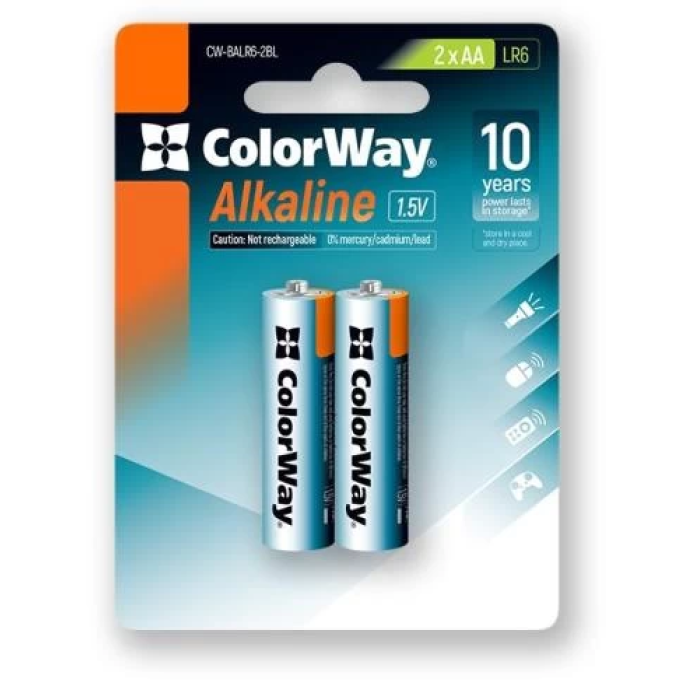 Батарейка AA ColorWay Alkaline Power, упаковка 2 шт