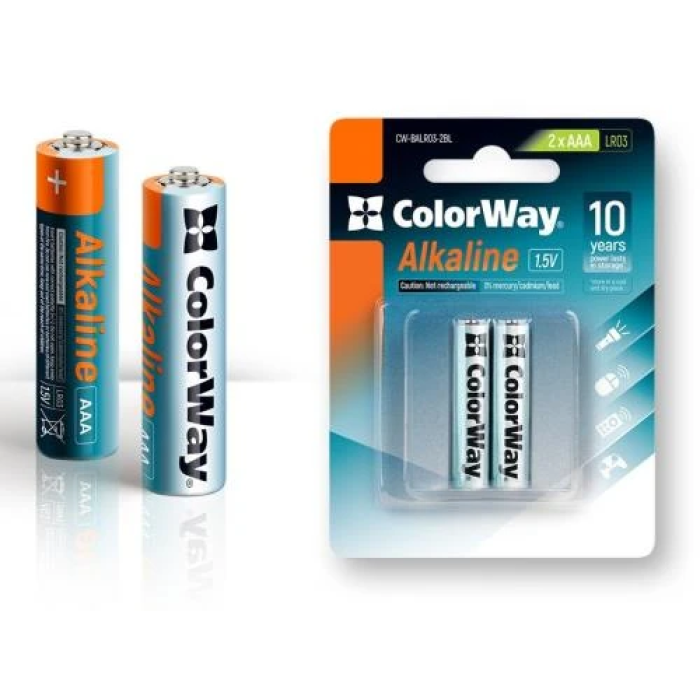 Лужна батарейка AAA ColorWay Alkaline Power, 2 шт