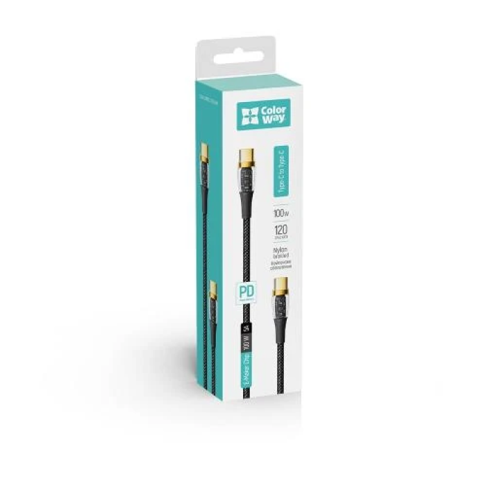 Кабель USB-C–USB-C ColorWay на 100 Вт, довжина 1 м