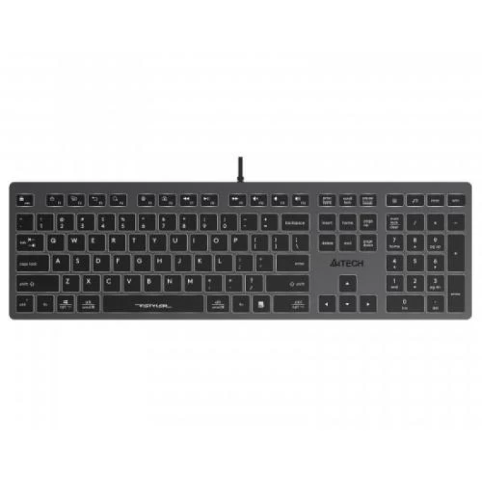 Чорна мультимедійна клавіатура A4Tech FX60 з білим LED-підсвічуванням