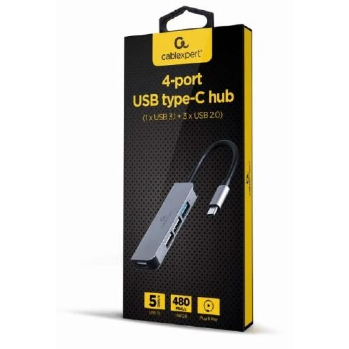 USB-хаб Cablexpert на 4 порти UHB-CM-U3P1U2P3-01, сірий