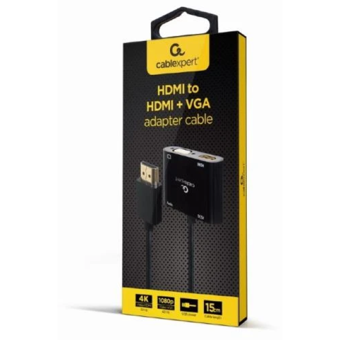 Перехідник Cablexpert HDMI–VGA зі звуком, 15 см