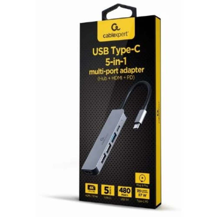 USB-хаб Cablexpert A-CM-COMBO5-03 із HDMI та Power Delivery