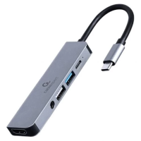 Хаб USB (USB-розгалужувач) Cablexpert 5-in-1 сірий