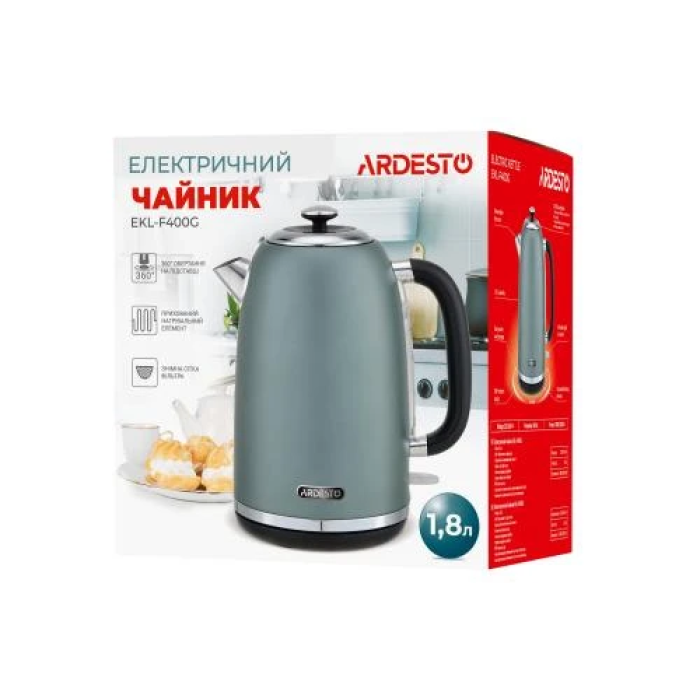 Електрочайник Ardesto EKL-F400G Mint, 1,8 л і 2200 Вт