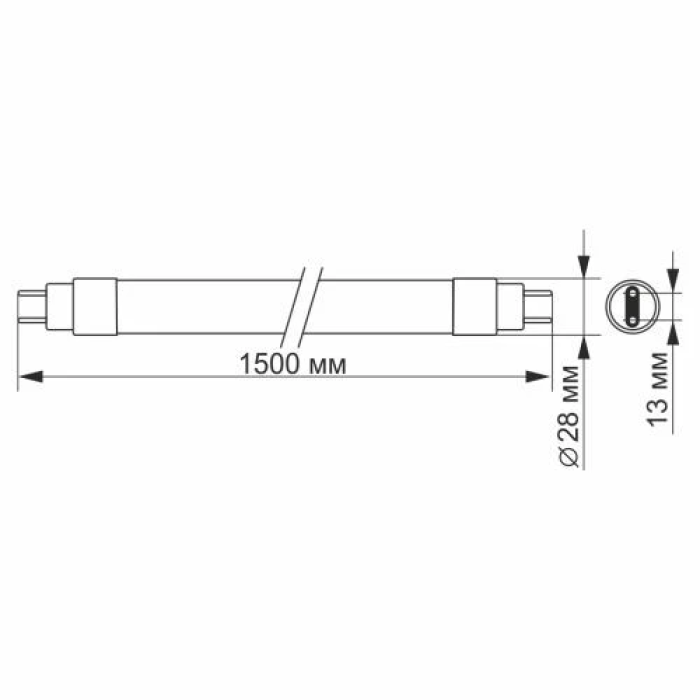 LED-лампа Videx T8 24 Вт завдовжки 1,5 м із матовим розсіювачем