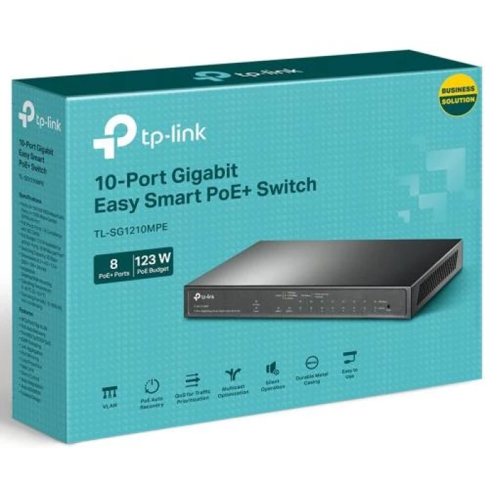 Мережевий комутатор TP-Link TL-SG1210MPE з 8 портами PoE+