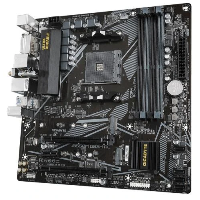 Материнська плата (системна плата) Gigabyte B550M DS3H AC AM4, MicroATX, Wi-Fi, 4 слоти DDR4