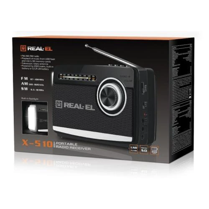 Радіоприймач REAL-EL X-510 Black на 3 Вт