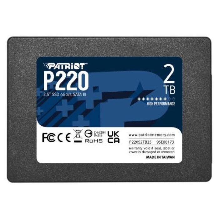 SSD Patriot P220 на 2 ТБ для SATA3, формат 2.5″