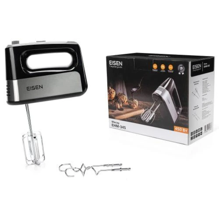 Ручний міксер Eisen EHM-345 450 Вт Black/Silver