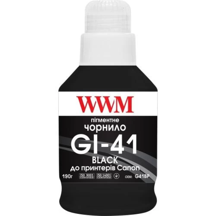 Пігментне чорнило WWM G41BP для Canon — чорне, 190 мл