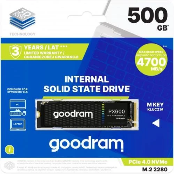 SSD Goodram PX600 500 ГБ з інтерфейсом PCIe 4.0 x4