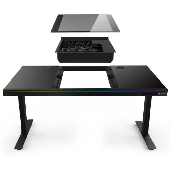 Комп’ютерний стіл-корпус ALmordor E140G Black з RGB-підсвічуванням