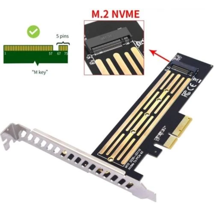 Адаптер M.2 для NVMe SSD Dynamode PCI-EX4-M.2 M-KEY PCIe 3.0 x4