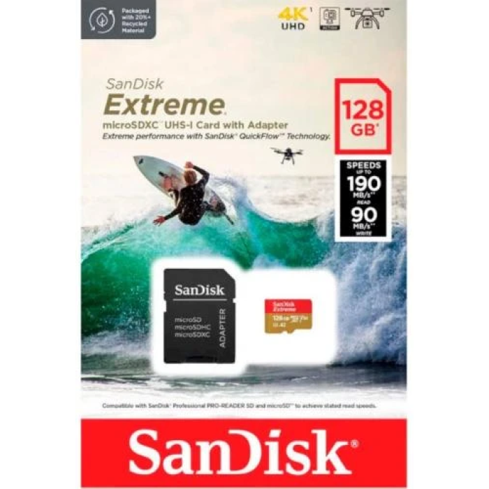 Карта пам’яті SanDisk Extreme microSDXC 128 ГБ із SD-адаптером
