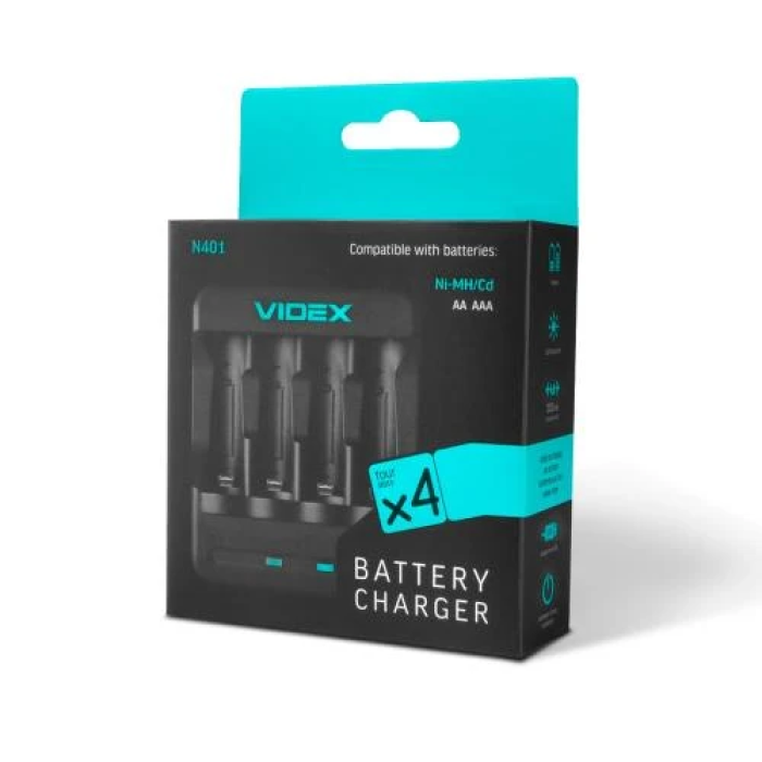 Зарядний пристрій Videx N401 для акумуляторів AA та AAA