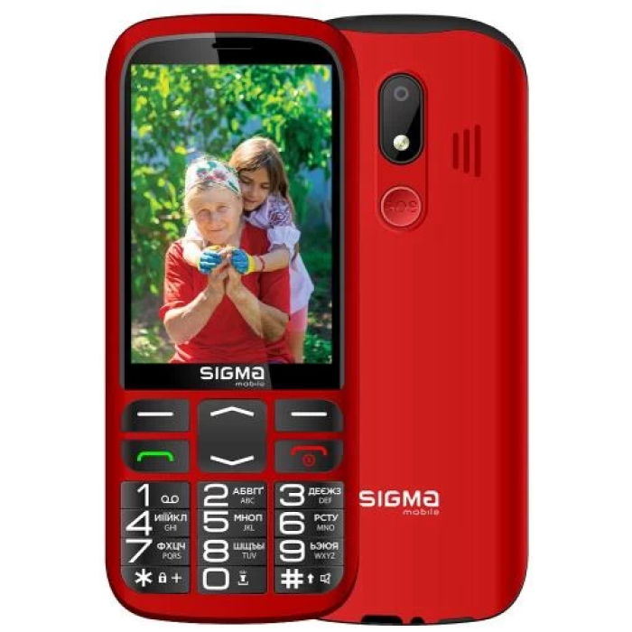 Кнопковий телефон Sigma mobile Comfort 50 Optima Type-C у червоному кольорі