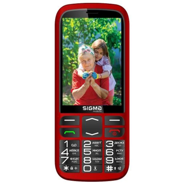 Кнопковий телефон Sigma mobile Comfort 50 Optima Type-C у червоному кольорі