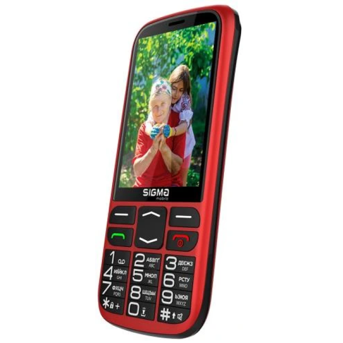 Кнопковий телефон Sigma mobile Comfort 50 Optima Type-C у червоному кольорі