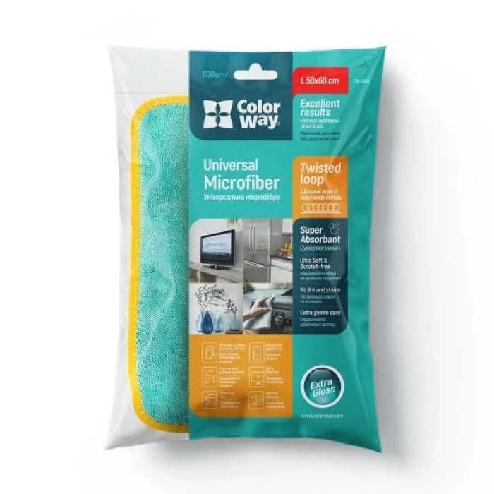 Універсальний рушник із мікрофібри ColorWay Turquoise 50×60 см