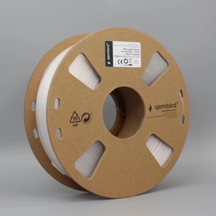 Філамент Gembird PETG Natural для 3D-друку, 1.75 мм, 1 кг