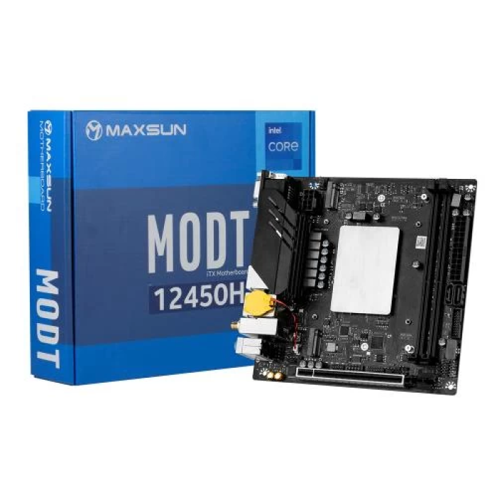 Материнська плата Maxsun MoDT 12450H з вбудованим CPU, Mini-ITX 17×17 см