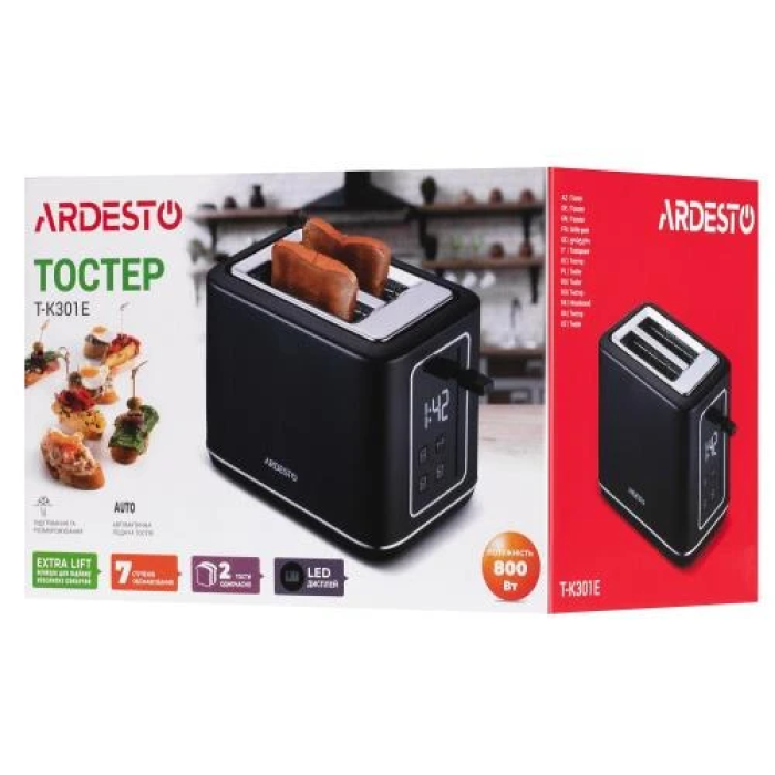 Тостер Ardesto T-K301E на 2 тости, 800 Вт