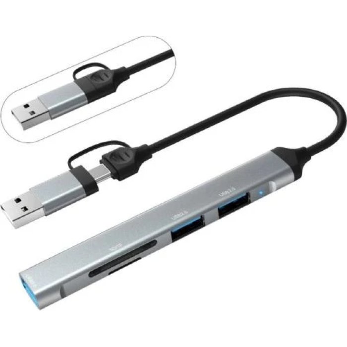 USB-хаб Dynamode DM-UH-514 з 3 USB-портами та картрідером