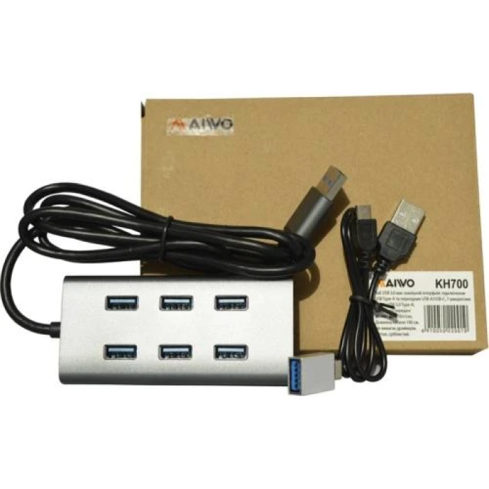 USB-хаб Maiwo KH700 на 7 портів USB 3.0, сірий