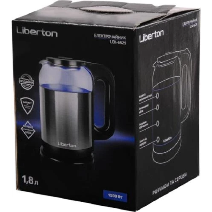 Електрочайник Liberton LEK-6829 на 1,8 л Black/Inox