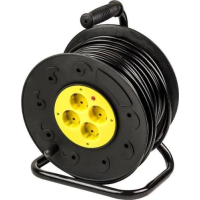 Мережевий подовжувач (подовжувач на котушці) PowerPlant PPRA10M500S4 50 м чорний