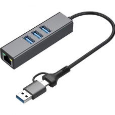 Хаб USB (USB-концентратор) Dynamode DM-AD-GLAN-U3 3xUSB 3.0, GLAN, сірий