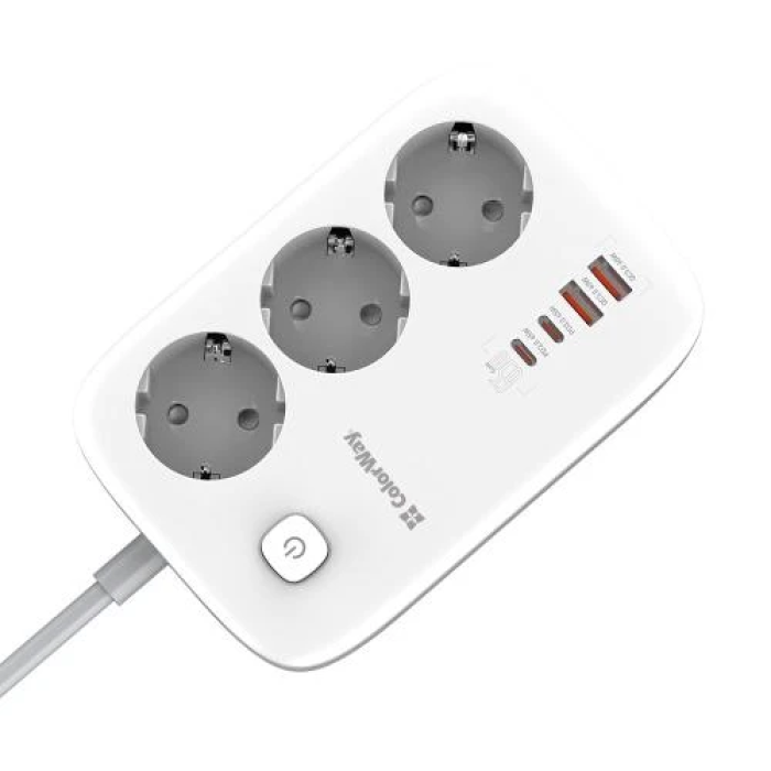 Мережевий фільтр ColorWay GaN3 Pro з 3 розетками та USB