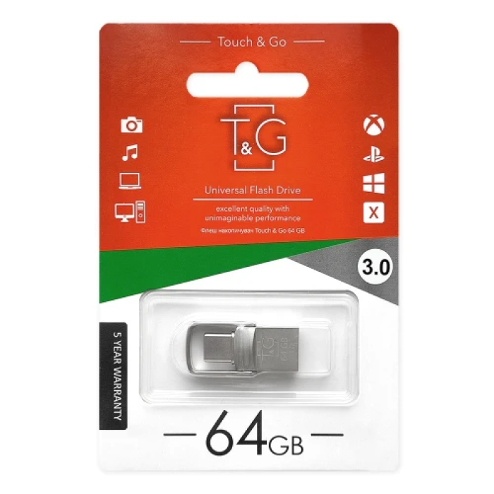 Металева USB-флешка T&G Metal TG104 на 64 ГБ