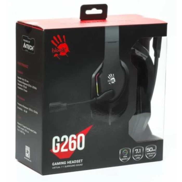Ігрова гарнітура Bloody G260 Black із USB та віртуальним звуком 7.1