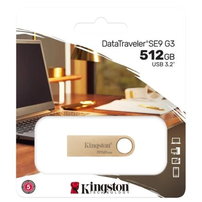 USB-флешка Kingston DataTraveler SE9 G3 на 512 ГБ, золотий