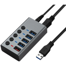 USB-хаб (концентратор USB) Dynamode DM-UH-P405-G 5 портів із блоком живлення