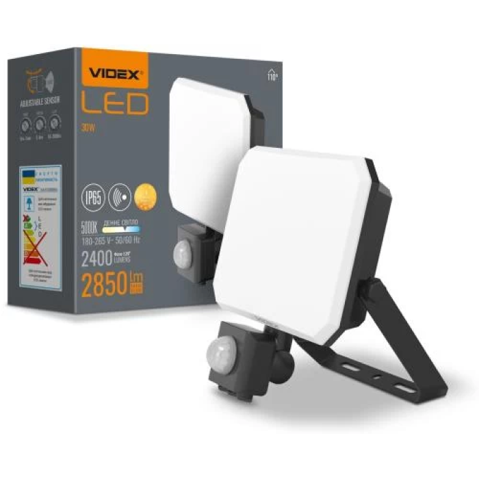 LED-прожектор Videx F3 30 Вт із датчиками руху та освітленості