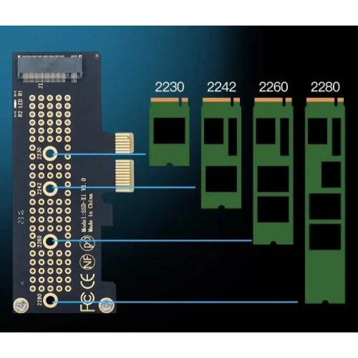Плата-адаптер Fenvi SSD-X1 для M.2 NVMe через PCIe